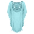 thumbnail image 6 of Swimsuit Coverup for Women Batwing Sleeve Crewneck Tassel Hem Crochet Loose Beach Cover Up Dress Bathing Suit Dress, 6 of 6