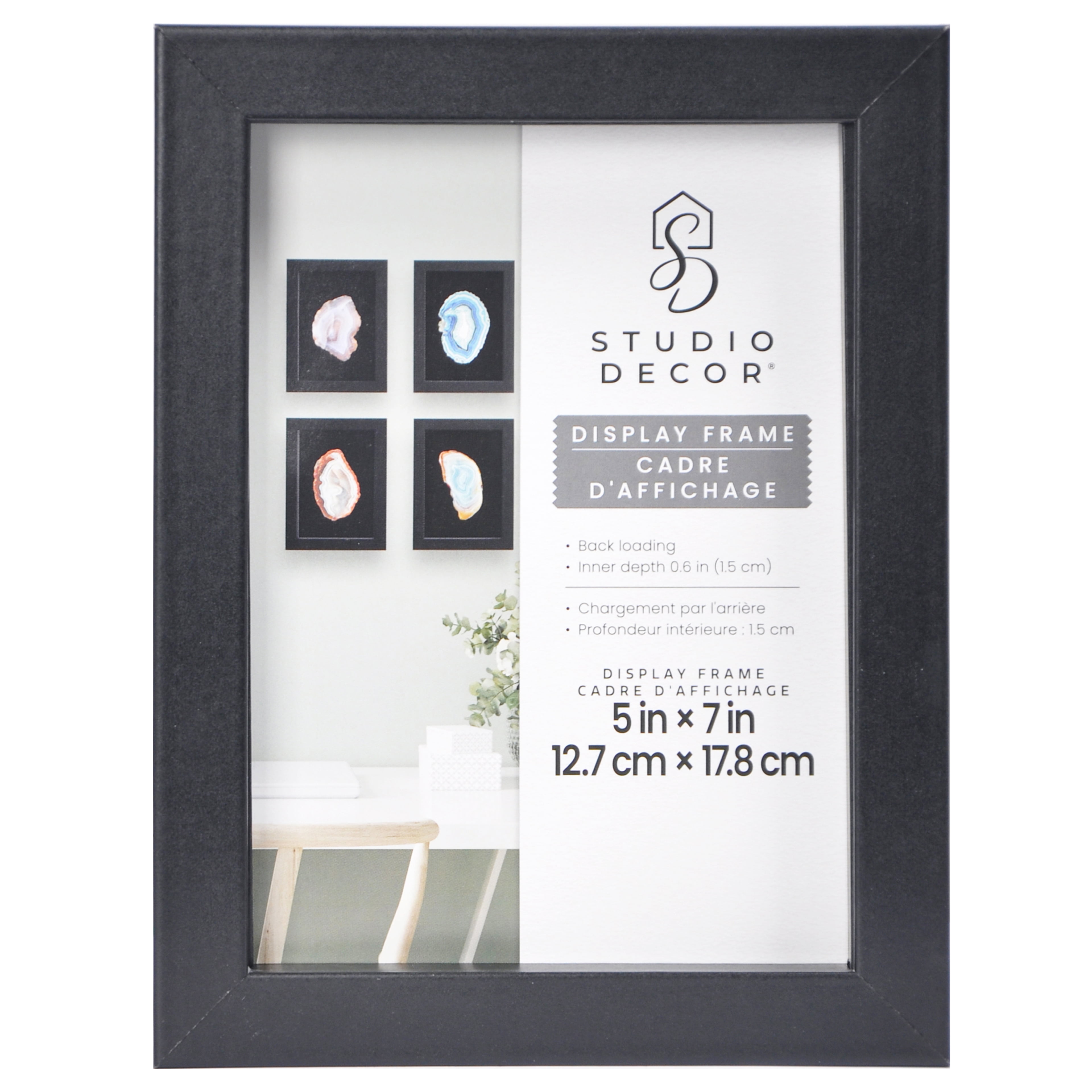 5" x 7" Black Shadow Box by Studio Décor - Easy Back Loading Frame Includes Pre-attached Hanging Hardware - Horizontal or Vertical Display - 4 Pack