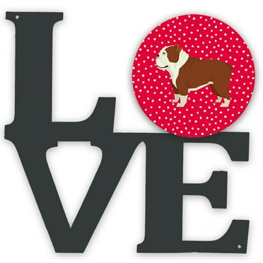 English Bulldog Love Metal Wall Artwork LOVE