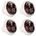 thumbnail image 2 of 4 Pcs Round White Knobs for Kitchen Cabinet Cupboard Dresser Bookcase Roses and Skull Drawer Pulls Handles Home Decor, 2 of 8