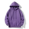 thumbnail image 4 of Mens Hoodies Pullover 2025 Fall Winter Long Sleeve Drop Shoulder Plain Oversized Hoodie with Pockets Hooded Sweatshirt, 4 of 5