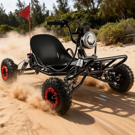 Vakiorn 1500W Electric Go Kart 30MPH 330LBS Capacity 8 Inch All Terrain Tires Front LED 10.4Ah 15 Mile for Adults Off Road Trail