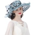 thumbnail image 4 of Organza Church Hats for Women,Big Brim Sun Hats,Fascinator Bridal Tea Party Wedding Hat, 4 of 6
