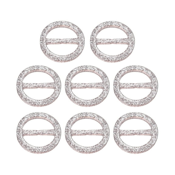 8Pack Plastic Tee Shirt Clip, 25mm Round Bling Resin Scarf Ring Buckle Light Pink