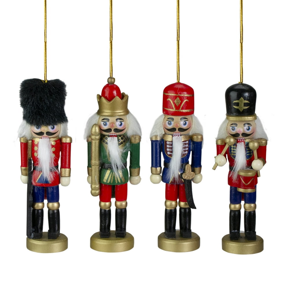 Set of 4 Assorted Classic Nutcracker Ornaments 5.25"
