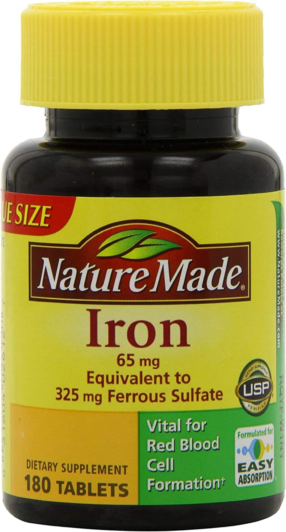 Nature Made Iron 65 mg Tablets 180 ea (Pack Of 2)
