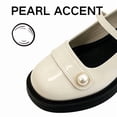 thumbnail image 3 of CHICVOMEY Women's Patent Leather Mary Jane Heels Block Heel Platform Pumps with Pearl Buckle Strap Closed Round Toe Chunky Heel Shoes for Work Wedding Casual, 3 of 7