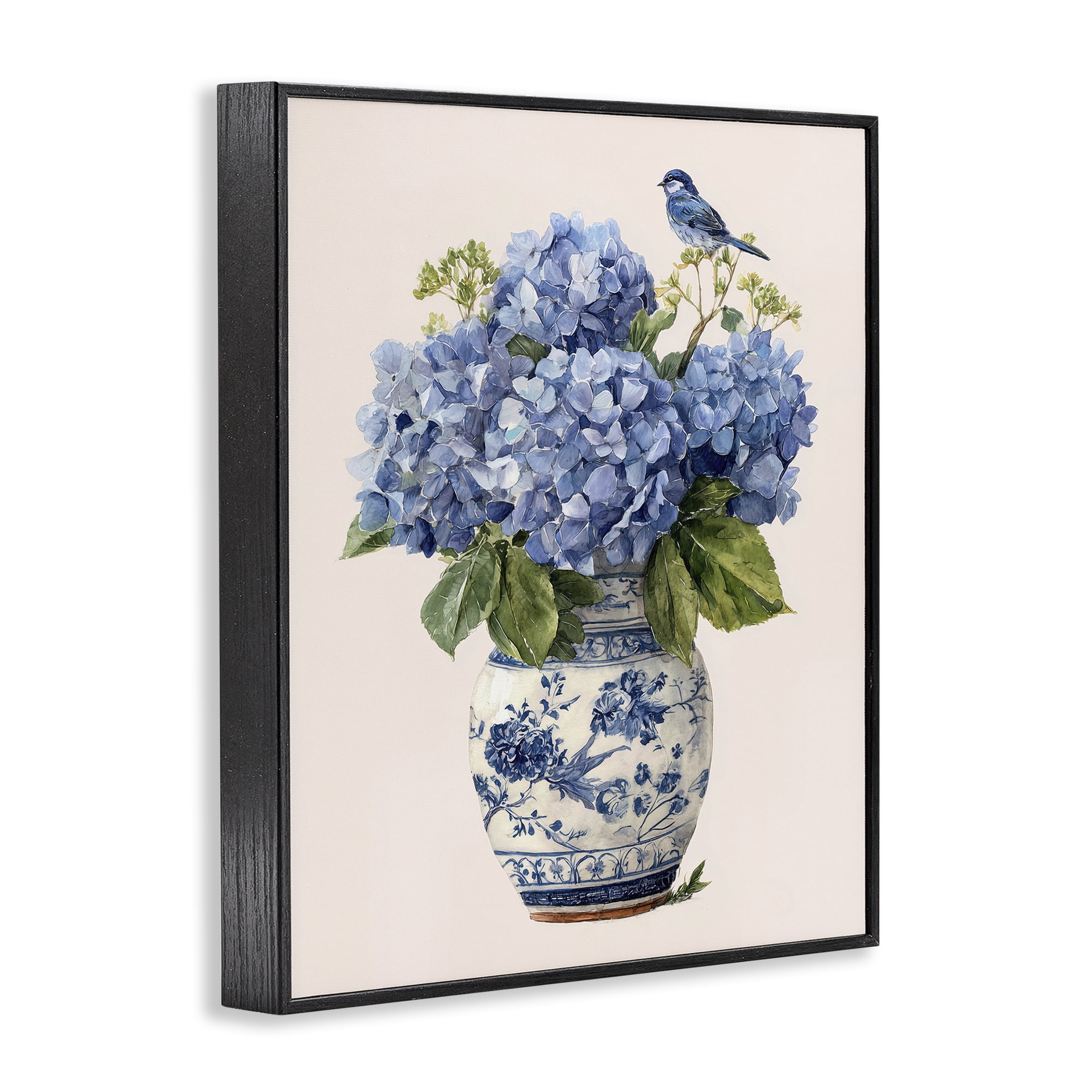Stupell Industries Songbird Perched on Hydrangeas Black Framed Giclee Art, design by Imagine It Images
