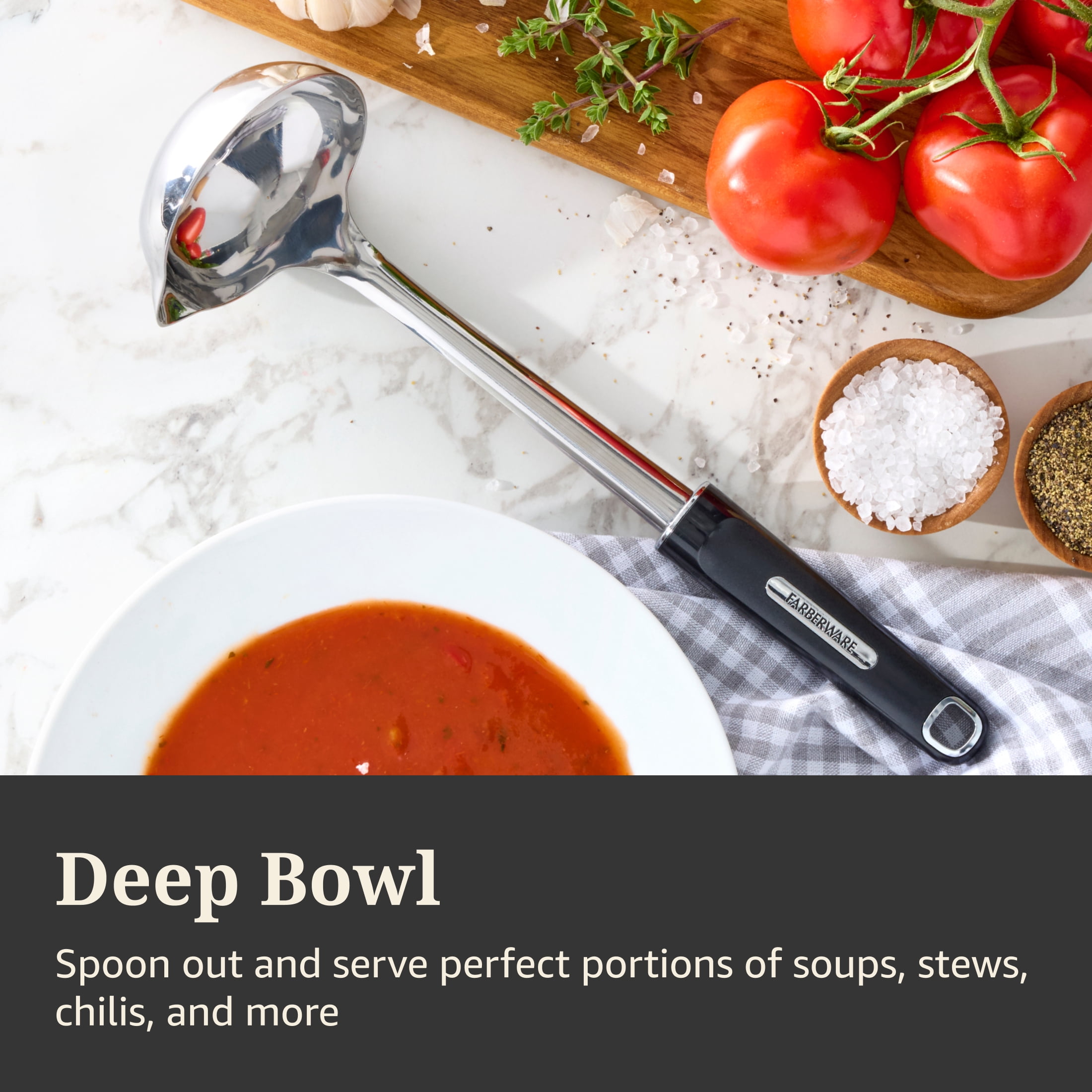 Farberware Professional Stainless Steel Soup Ladle with Black Handle