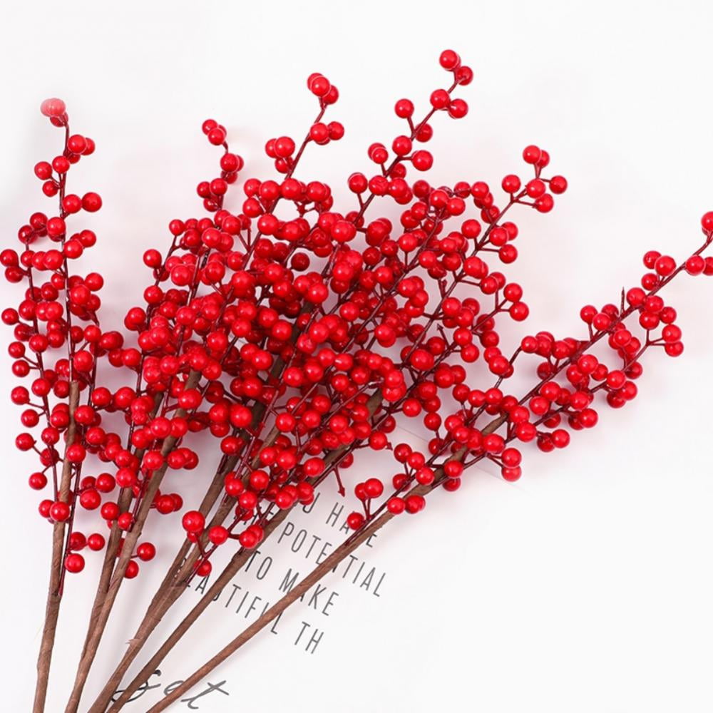 COTOSEY 24 Pcs Christmas Berries Stems Artificial Berry Stems for Christmas Tree Ornaments Crafts Holiday and Home Decor (Red)