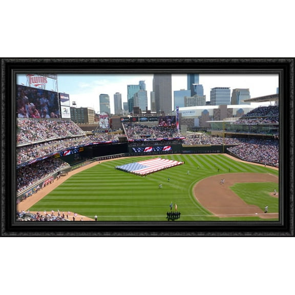 Target Field 40x24 Large Black Ornate Wood Framed Canvas Art - Home of the Minnesota Twins