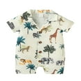thumbnail image 1 of Combinaison Courte d'Été pour Bébé Garçon, Chemise Hawaïenne à Manches Courtes, Col à Revers, Boutonnée, 1 of 9