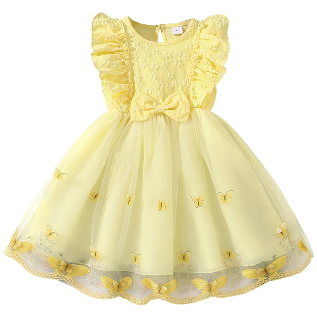 DXOUPM Robe de Demoiselle d'Honneur Ourlet à Volants Robe de Fête Formelle Enfants Bébé Décontractée Mariage Tenue Quotidienne