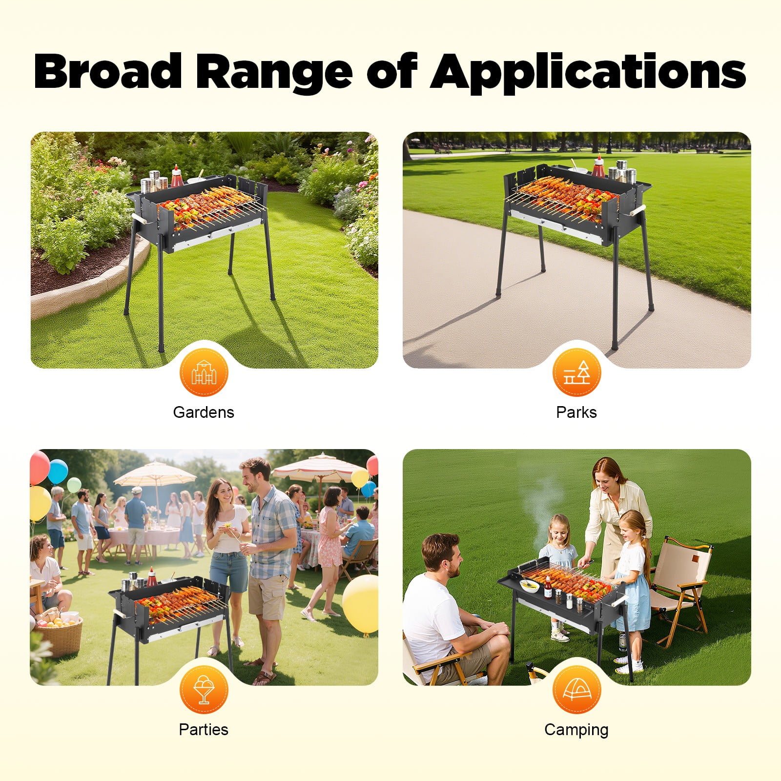 Barbecue Charcoal Grill Stainless Steel Folding BBQ Outdoor Camping Barbecue NEW 3-8 People 27.56*15.75*9.25
