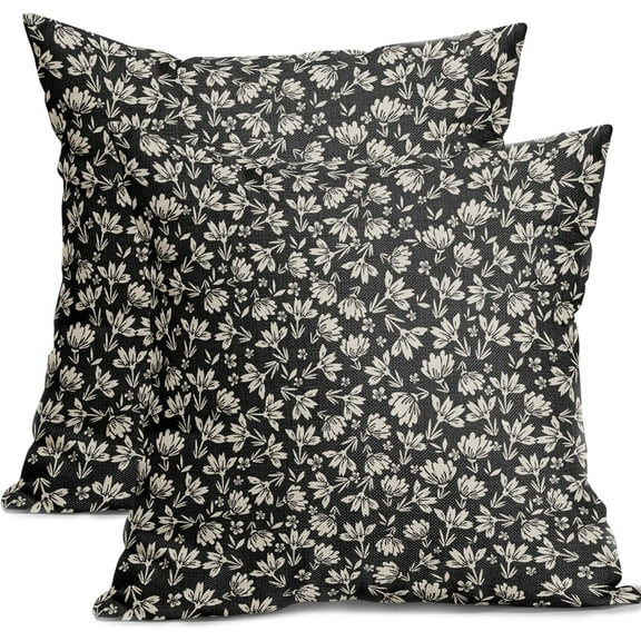 Sps ssion 20” x 20” Vintage Floral Cotton Linen Decorative Pillow Covers, (2 Count)