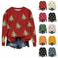 thumbnail image 5 of qucoqpe Christmas Pullovers for Women 2025 Fall Winter Fashion Christmas Tree Printed Crewneck Long Sleeve Oversized Sweatshirts Tops All Season Outfits, 5 of 5