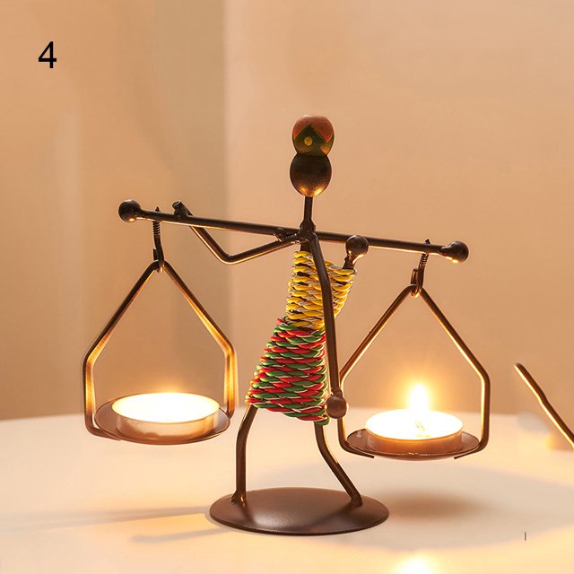 CAROOTU Metal Candle Holder Abstract Character Candlestick Decorative Handmade Candlestick Home Decor