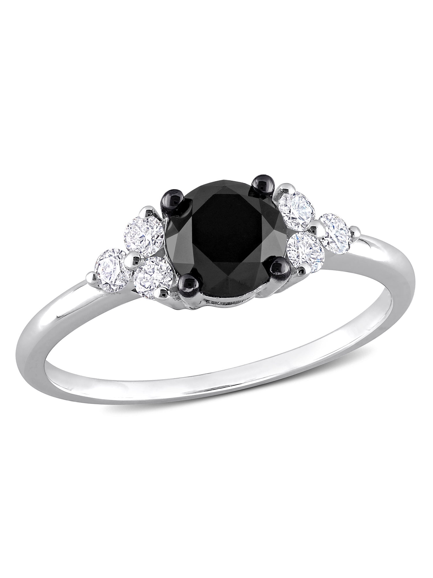 1-1/5 Carat T.W. Black and White Diamond 10kt White Gold Solitaire Engagement Ring