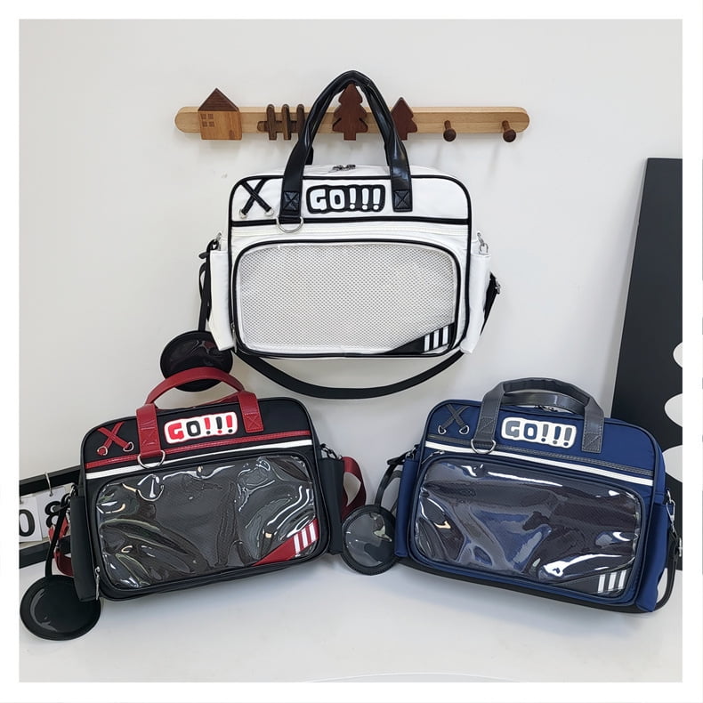 Baguery Y2K Ita Bag - Plush Football Charms Large Capacity Japanese Crossbody Handbag for Women Sports Travel
