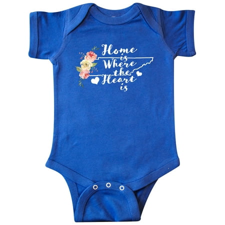 

Inktastic Tennessee Home is Where The Heart is with Watercolor Floral Gift Baby Girl Bodysuit