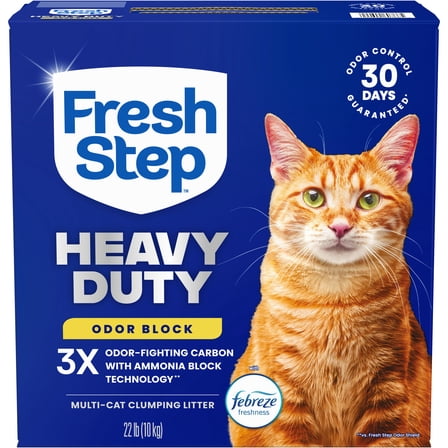 Fresh Step Heavy Duty Odor Block Multi Cat Clumping Litter with Febreze Freshness, 22 lb