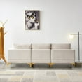 thumbnail image 4 of Soft Fabric Sofa Couch with 2 Pillows, Modern L-Shape Leisure Couch with Armrest and Gold Metal Legs, Free Combination, Living Room Furniture, Beige, 4 of 8