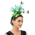 thumbnail image 6 of HuangHuanChen Womens Headband Headwear Plastic Butterfly Hair Hoop Hair Accessories Fascinators Cocktail Ball Wedding Tea Party Green, 6 of 6