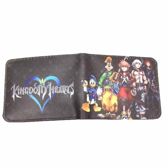 Cartera Kingdoms Hearts con personajes de anime, delgada y plegable, de poliuretano