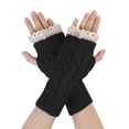 thumbnail image 1 of Guantes Tejidos uxcell Orificio Sin Dedos Acanalado Trenzado Negro Una Talla, 1 of 6