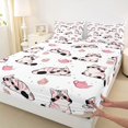 thumbnail image 5 of Manfei Cute Cat Kitten King Sheets, Cartoon Cupcake Bedding, Pink White, 4-Piece, 1 Flat Sheet, 1 Fitted Sheet and 2 Pillowcases, 5 of 6