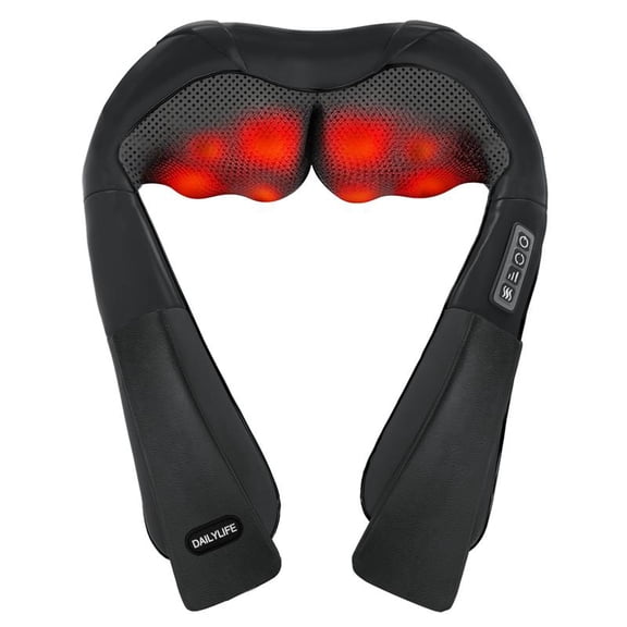 Shiatsu Neck & Back Massager Pillow, 8 3D Nodes with 3 Speeds & 2 Directions, Electric Massager for Shoulder/Leg/Foot, Black | Ideal Gift