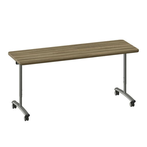 Correll Premium Sit to Stand  Flip Top Table 24x72 Hickory Brown Wood Laminate