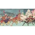 thumbnail image 2 of Tsukioka Yoshitoshi 18x11 Black Ornate Wood Framed Double Matted Museum Art Print Titled - Battle Before Kumamoto Castle (1877), 2 of 5
