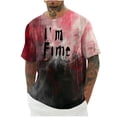 thumbnail image 1 of Camisas de Manga Larga para Hombres Imprimir Blusa de Manga Corta de Cuello Redondo, Camisas de Lino para Hombres, 1 of 3