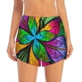 thumbnail image 2 of Rateoe Multicolored Beautiful Flower Printed 2 in 1 Women's Workout Shorts for Athletic Gym Running Shorts with Phone Pockets-Medium, 2 of 7