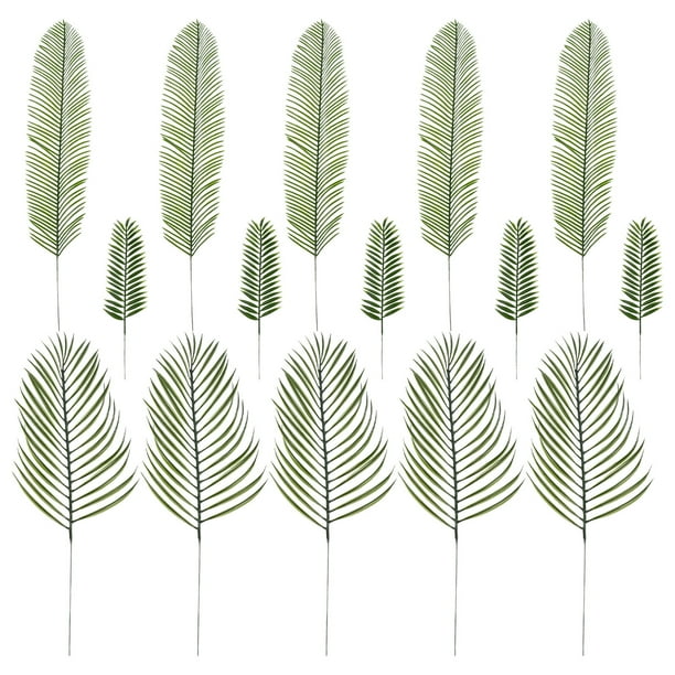 15 hojas artificiales de plantas, hojas falsas de vegetación, hojas de palmera tropical
