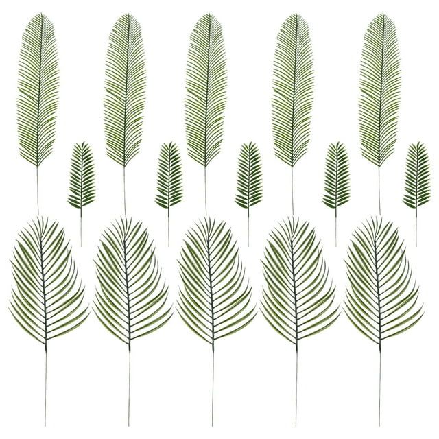 15 hojas artificiales de plantas, hojas falsas de vegetación, hojas de palmera tropical