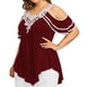 thumbnail image 3 of Puntoco Fashion - Camiseta con cuello en V para mujer, talla grande, con apliques de encaje, hombros descubiertos Puntoco Puntoco-8948, 3 of 6