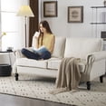 thumbnail image 7 of Ktaxon Modern Linen Loveseat Sofa Small American Style Couch for Bedroom, Office, Apartment, Dorm Beige, 7 of 7
