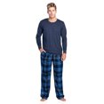 thumbnail image 1 of Ashford & Brooks Men's Jersey Knit Long-Sleeve Top and Mink Fleece Bottom Pajama Set - Navy Plaid - Large, 1 of 4