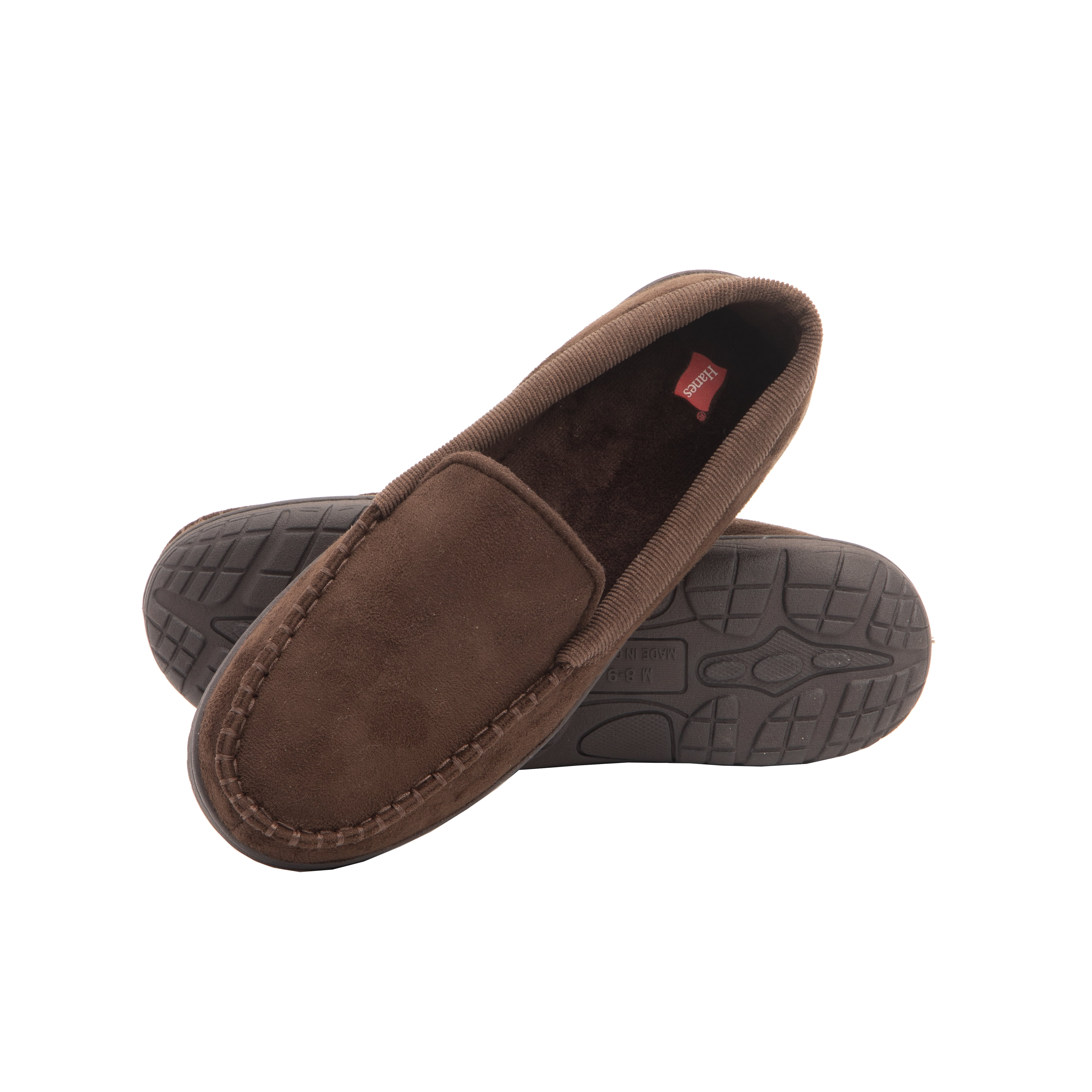 Hanes Mens Moccasin Slipper House Shoe with Indoor Outdoor Memory Foam Sole Fresh Iq Odor Protection
