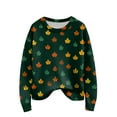 thumbnail image 2 of Long Sleeve Pullover Sweaters For Women O Neck Casual Cute Printing Knit Oversized Sweater for Fall and Winter, Christmas Snowflake Print, Cozy and Festive, Christmas Sweaters for Women ,Dark Green,L, 2 of 6