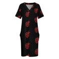 thumbnail image 4 of Red Glitter Lucky Loose Pocket Dress evening dresses ladies dresses for woman, 4 of 7