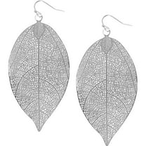 Humble Chic Big Filigree Leaf Earrings - Lightweight Oversized Drop Dangles, Silver
