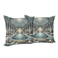 thumbnail image 2 of Ambesonne Art Nouveau Throw Pillow Cover Pack of 2, Panorama of a Pool Hall, 2 Pcs-24" x 24", Pale Taupe Blue Grey, 2 of 5