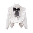 thumbnail image 6 of hoksml Girls Long Sleeve Ruffle Collar White Shirt Button Down Casual Top for School and Everyday Wear, 6 of 9