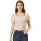 thumbnail image 1 of Blusa Campesina Allegra K Cuello Cuadrado Encaje Floral Albaricoque L, 1 of 5