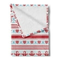 thumbnail image 2 of Nordic Soft Flannel Fleece Throw Blanket, Christmas Pattern with Winter Inspirations Scandinavian Motifs European, Cozy Plush for Indoor and Outdoor Use, 50" x 60", Red Sky Blue White, by Ambesonne, 2 of 5