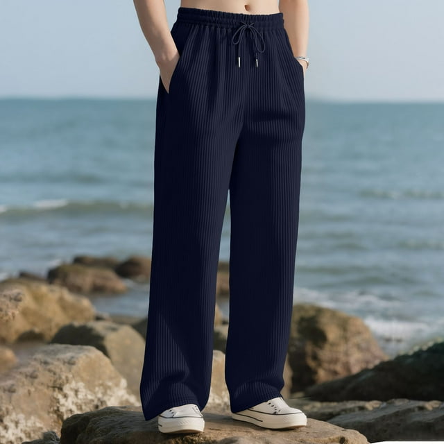 Ceisia Men Casual Sport Solid Color Pants Elastic Waist Drawstring Pocket Gift Trousers