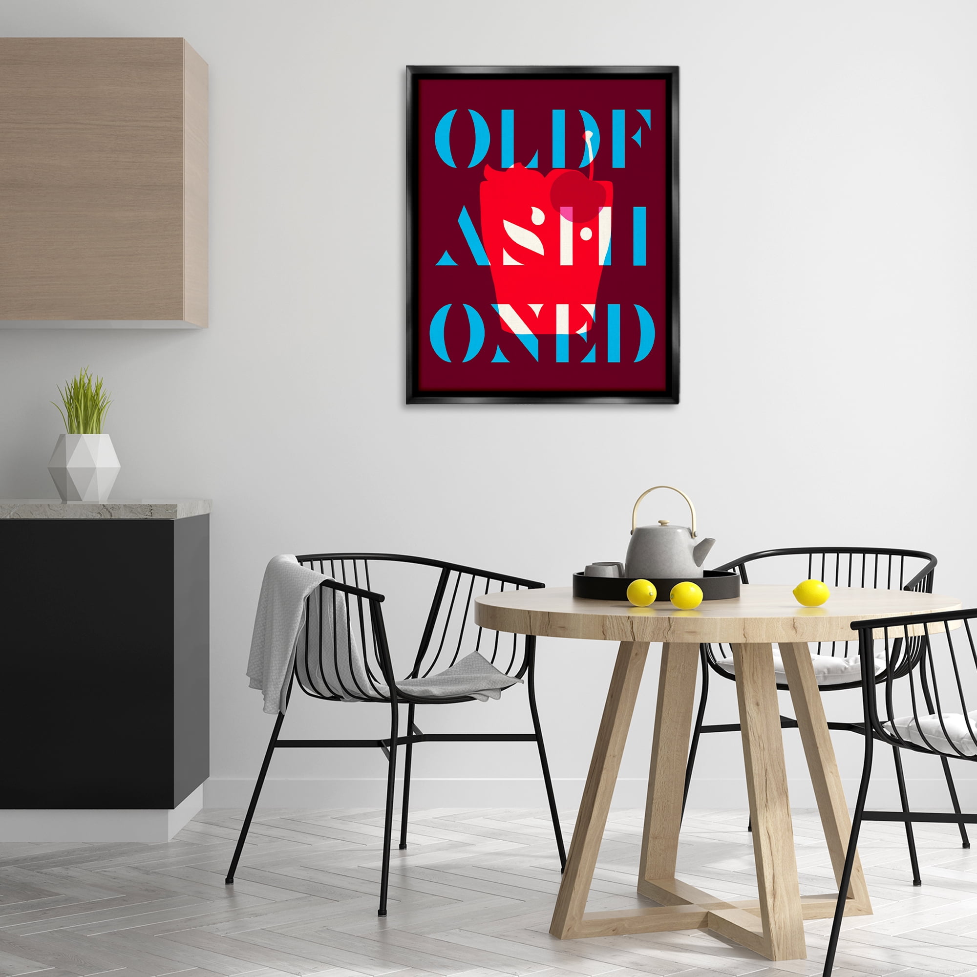 Stupell Industries Modern Old Fashioned Food & Beverage Painting Black Floater Framed Canvas Art Print Wall Art, 25 x 31